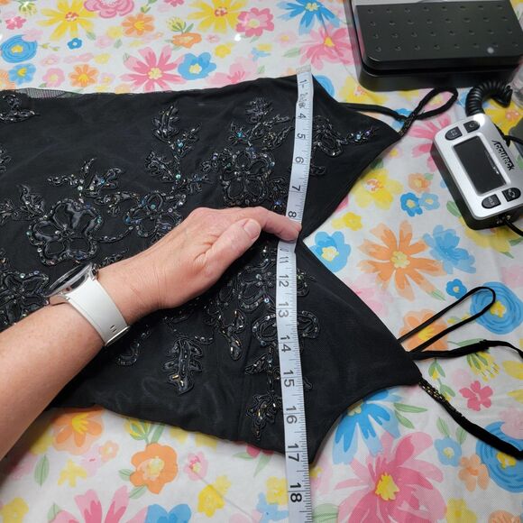 Sue Wong Nocturne Black Beaded Sequin Floral Long Evening Gown Size 8 Formal - Picture 15 of 17